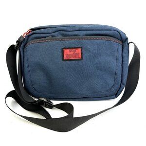 Mixi Messenger Bag Blue Canvas Mens Crossbody Travel Keep On Fighting Brand New